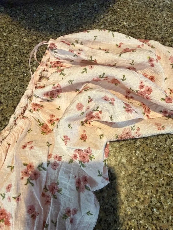 Floral Off-Shoulder Tiered Sundress - Pink Rose Print - Picture 3 of 6